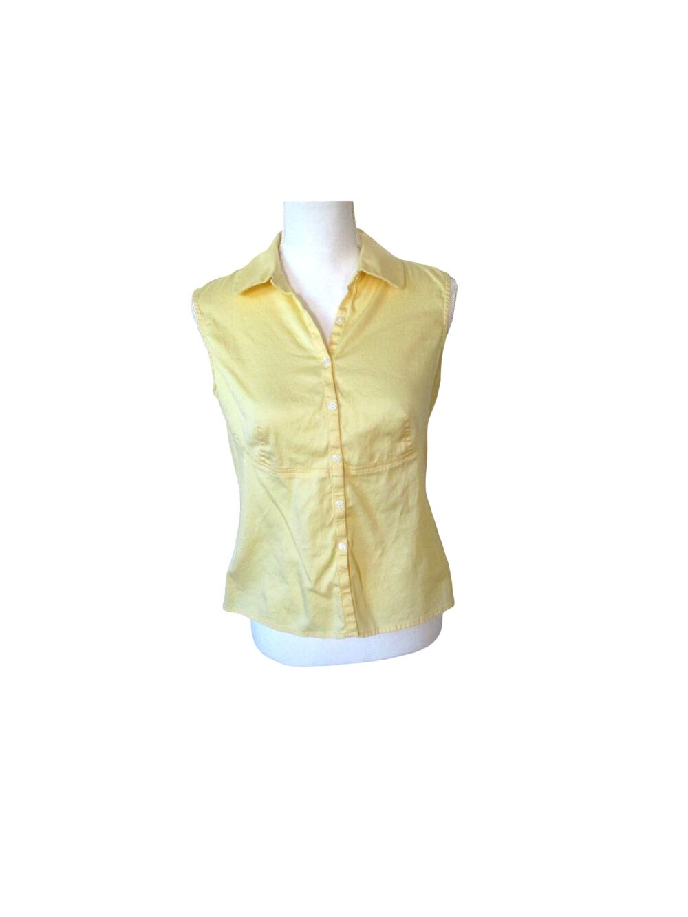 Anne Klein Women's Yellow Sleeveless Button Front Blouse Size Small